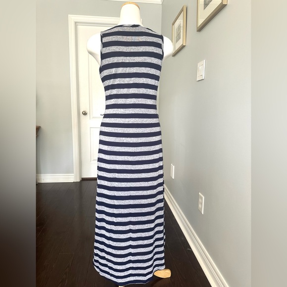 JACOB Striped Sleeveless Jersey Maxi Dress with Hi-Lo Hem - Sz M - Picture 5 of 9